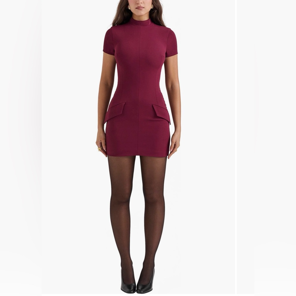 House of CB Alia Mulberry Bodycon Mini Dress NWT Small Long